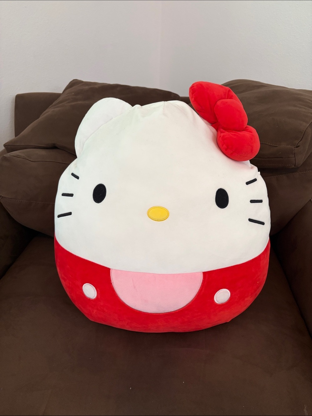 Jumbo Hello Kitty Squishmallows Red White Plush Face Pillow